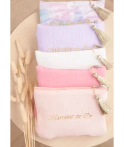 Sacs / Idées Cadeaux>La boutique de Lilie POCHETTE MARRAINE EN OR Beige