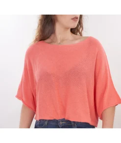 Pulls / Gilets>La boutique de Lilie PULL COURT ANNE SOPHIE Corail