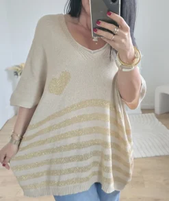 Pulls / Gilets>La boutique de Lilie PULL CLAUDINE Taupe