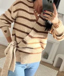 Pulls / Gilets>La boutique de Lilie PULL JEANNE CACHE COEUR Taupe