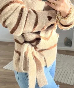 Pulls / Gilets>La boutique de Lilie PULL JEANNE CACHE COEUR Taupe
