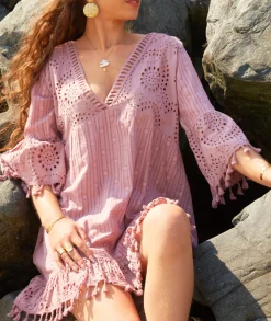 Robes>La boutique de Lilie ROBE DE PLAGE SYBILLE Vieuxrose