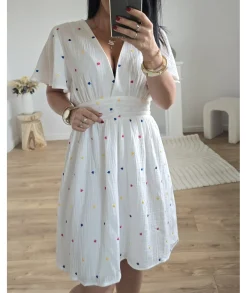 Robes>La boutique de Lilie ROBE LAURENCIA GAZE DE COTON Blanc