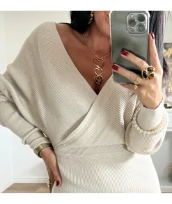 Robes>La boutique de Lilie ROBE PULL OLIVINE Beige