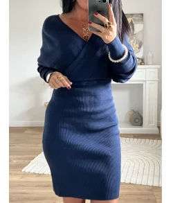 Robes>La boutique de Lilie ROBE PULL OLIVINE Marine