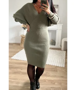 Robes>La boutique de Lilie ROBE PULL OLIVINE Kaki