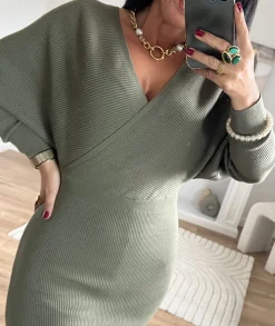 Robes>La boutique de Lilie ROBE PULL OLIVINE Kaki