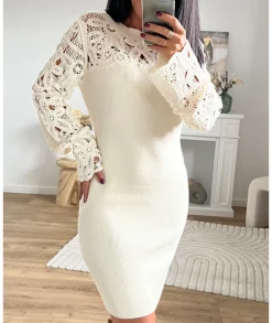 Robes>La boutique de Lilie ROBE PULL RAQUIEL II Blanccassé