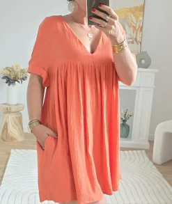 Robes>La boutique de Lilie ROBE SHORT MIRANDA Corail