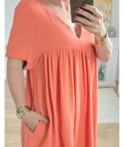 Robes>La boutique de Lilie ROBE SHORT MIRANDA Corail