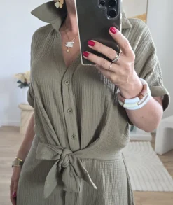 Robes>La boutique de Lilie ROBE STEFFY GAZE DE COTON Kaki