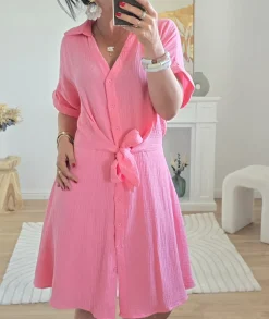 Robes>La boutique de Lilie ROBE STEFFY GAZE DE COTON Corail