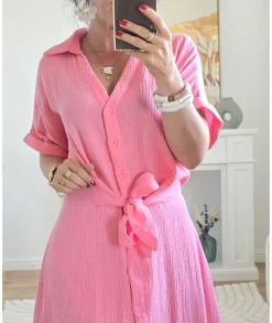 Robes>La boutique de Lilie ROBE STEFFY GAZE DE COTON Corail