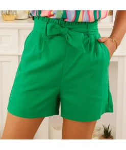Jupes / Shorts>La boutique de Lilie SHORT EN LIN BARBARA Vert