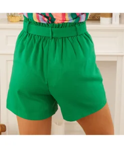 Jupes / Shorts>La boutique de Lilie SHORT EN LIN BARBARA Vert