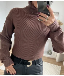 Pulls / Gilets>La boutique de Lilie SOUS PULL DEBORAH CROP TOP Chocolat