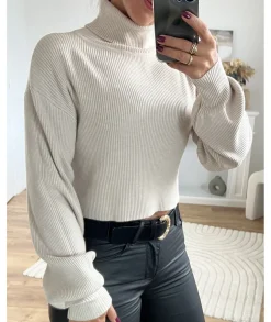 Pulls / Gilets>La boutique de Lilie SOUS PULL DEBORAH CROP TOP Beige