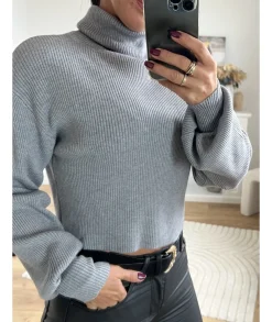 Pulls / Gilets>La boutique de Lilie SOUS PULL DEBORAH CROP TOP Gris