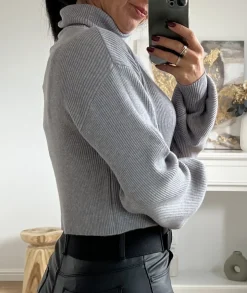 Pulls / Gilets>La boutique de Lilie SOUS PULL DEBORAH CROP TOP Gris
