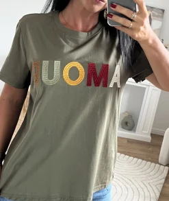T-shirts>La boutique de Lilie TEE-SHIRT FELICE Kaki