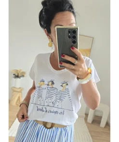 T-shirts>La boutique de Lilie TEE-SHIRT ORIANE Marine