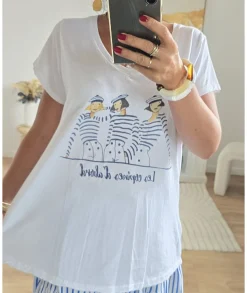T-shirts>La boutique de Lilie TEE-SHIRT ORIANE Marine