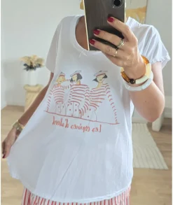 T-shirts>La boutique de Lilie TEE-SHIRT ORIANE Rouge