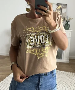 T-shirts>La boutique de Lilie TEE-SHIRT OWEN Camel