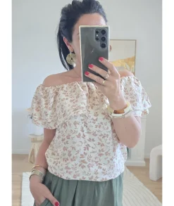Tops / Blouses>La boutique de Lilie TOP LAMINE Taupe
