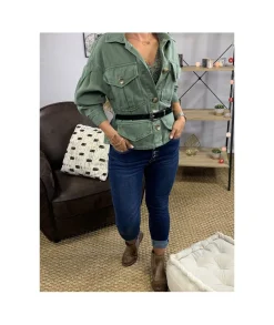 Vestes>La boutique de Lilie VESTE EN JEANS LEANNE Kaki