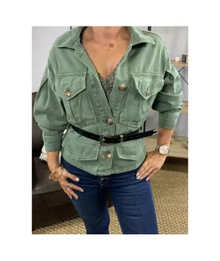 Vestes>La boutique de Lilie VESTE EN JEANS LEANNE Kaki
