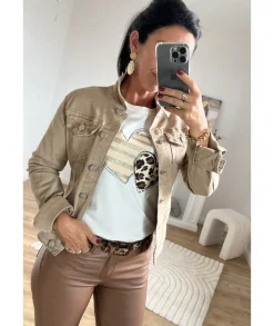 Vestes>La boutique de Lilie VESTE EN JEANS MATHIEU Taupe