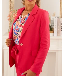 Vestes>La boutique de Lilie VESTE EN LIN BARBARA Fushia