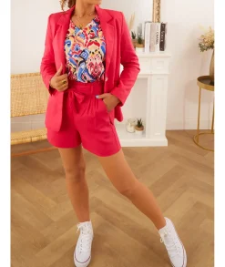 Vestes>La boutique de Lilie VESTE EN LIN BARBARA Fushia