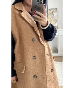 Vestes>La boutique de Lilie VESTE LONGUE SANS MANCHE ANTOINE Camel