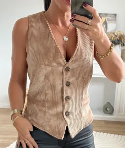 Vestes>La boutique de Lilie VESTE SANS MANCHE ANNE CECILE Taupe