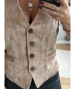 Vestes>La boutique de Lilie VESTE SANS MANCHE ANNE CECILE Taupe
