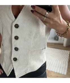 Vestes>La boutique de Lilie VESTE SANS MANCHE ANNE CECILE Beige