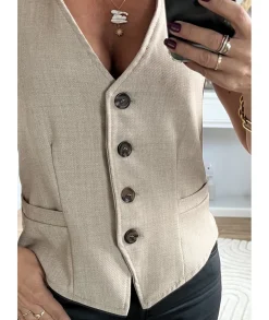 Vestes>La boutique de Lilie VESTE SANS MANCHE FLAVIE Beige