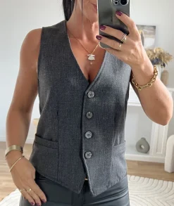 Vestes>La boutique de Lilie VESTE SANS MANCHE FLAVIE Gris