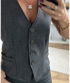 Vestes>La boutique de Lilie VESTE SANS MANCHE FLAVIE Gris