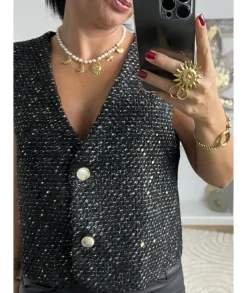 Vestes>La boutique de Lilie VESTE SANS MANCHE ORNELLA Noir