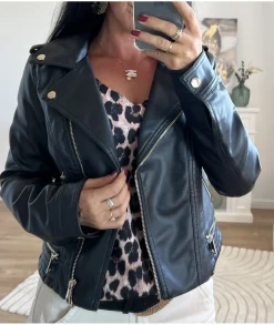 Vestes>La boutique de Lilie VESTE SIMILI CUIR LAETICIA Noir