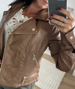 Vestes>La boutique de Lilie VESTE SIMILI CUIR LAETICIA Camel